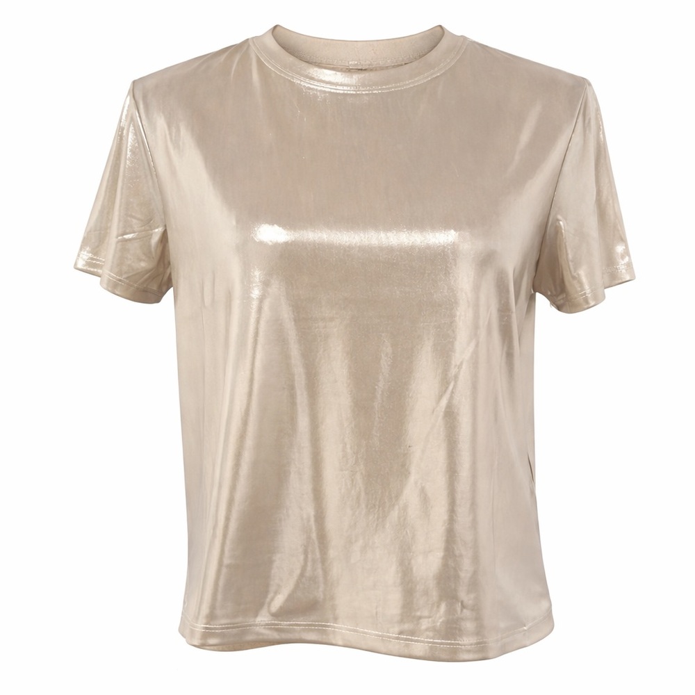 Bailey 44 Metallic Silver Short Sleeve Top – XS